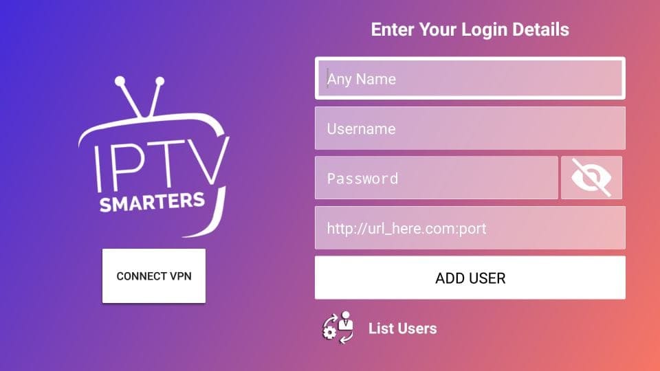 Enter Log in Details