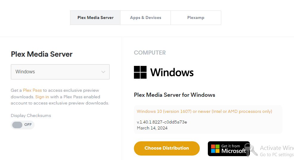 Download and Install Plex Media Server